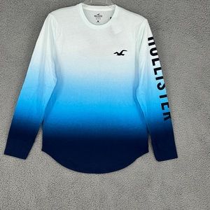 Hollister blue and white crew neck long sleeve shirt 100% cotton